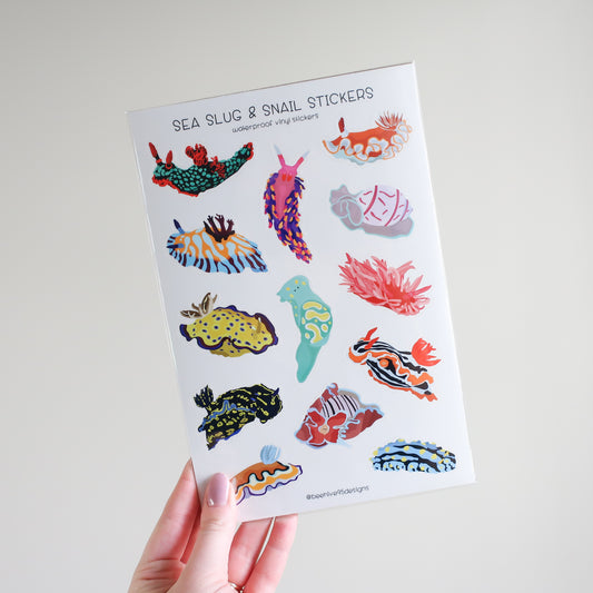 Sea Slug & Snails Vinyl Sticker Sheet