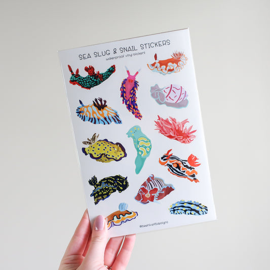 Sea Slug & Snails Vinyl Sticker Sheet